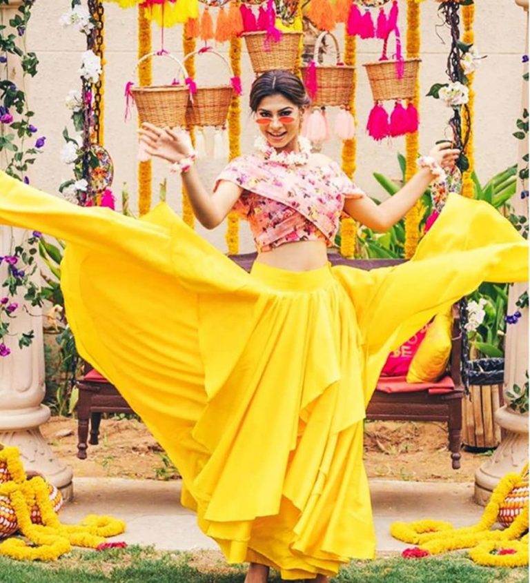 yellow one piece for haldi ceremony